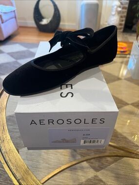 AEROSOLES Black Velvet Ribbon Mary Jane Flat